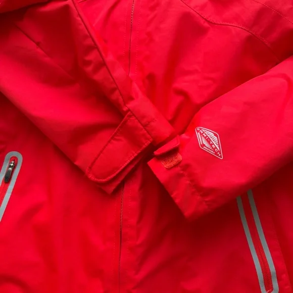 Columbia Women's Omni-Tech Hooded Rain Coat, Size medium, Red, Zip, Interchange - Picture 7 of 12
